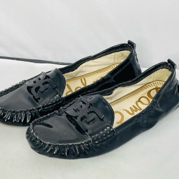 Sam Edelman Farrell Black Patent Leather Driving Moccasin Loafers 6 M Very Good - Picture 10 of 11